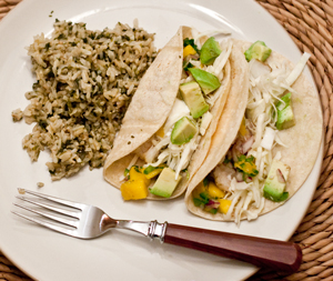 Fish Tacos With Mango Salsa and Green Rice